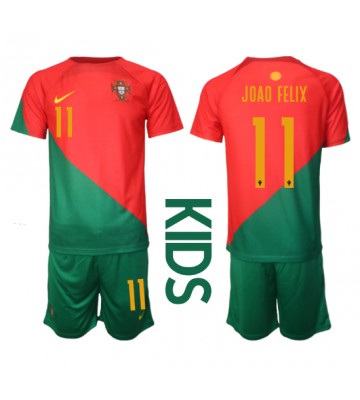 Portugal Joao Felix #11 Hjemmedraktsett Barn VM 2022 Kortermet (+ Korte bukser)